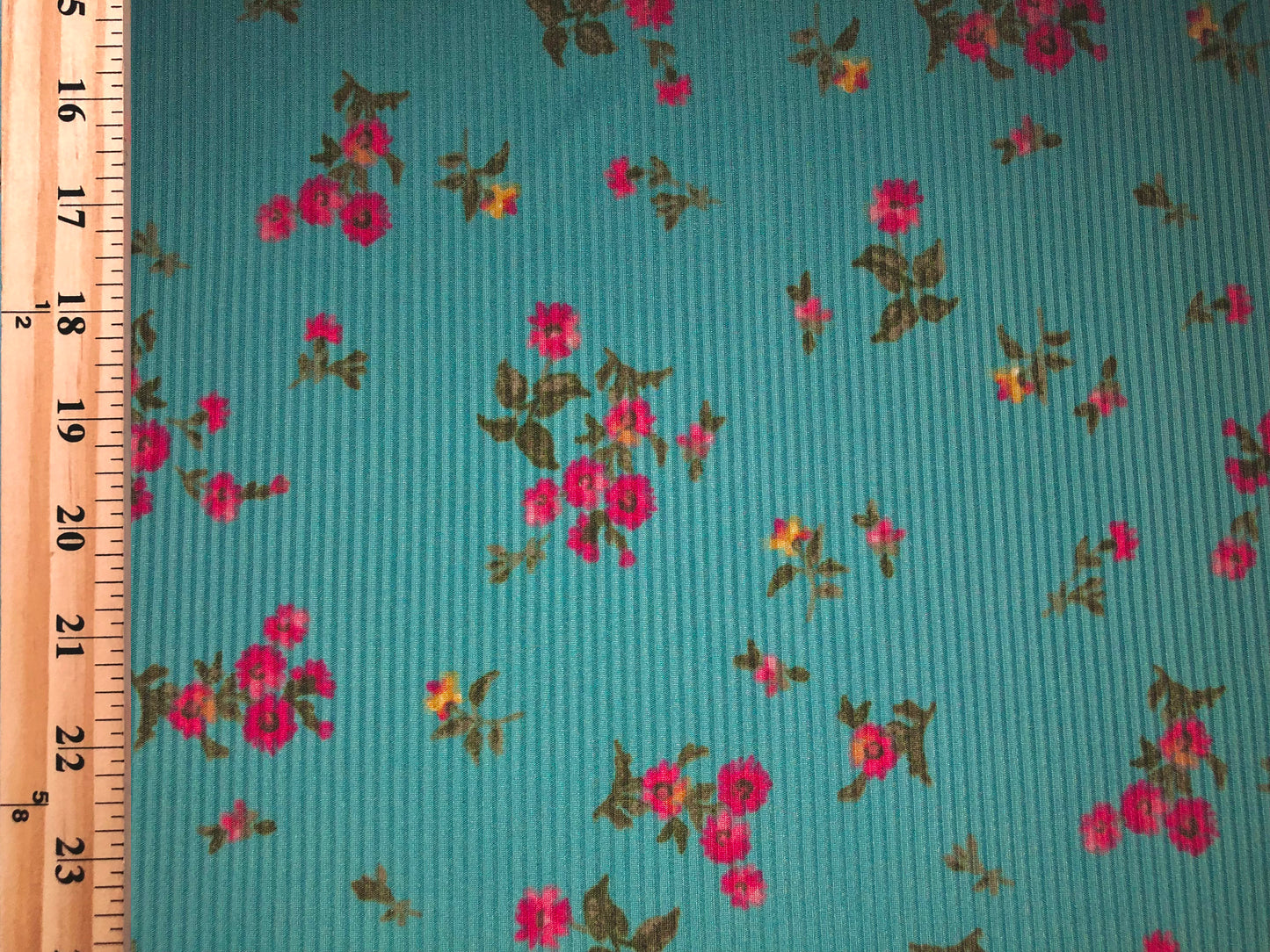 Saphire Magenta Pink Olive Flowers Poly Rayon Spandex Rib 2X2 Fabric