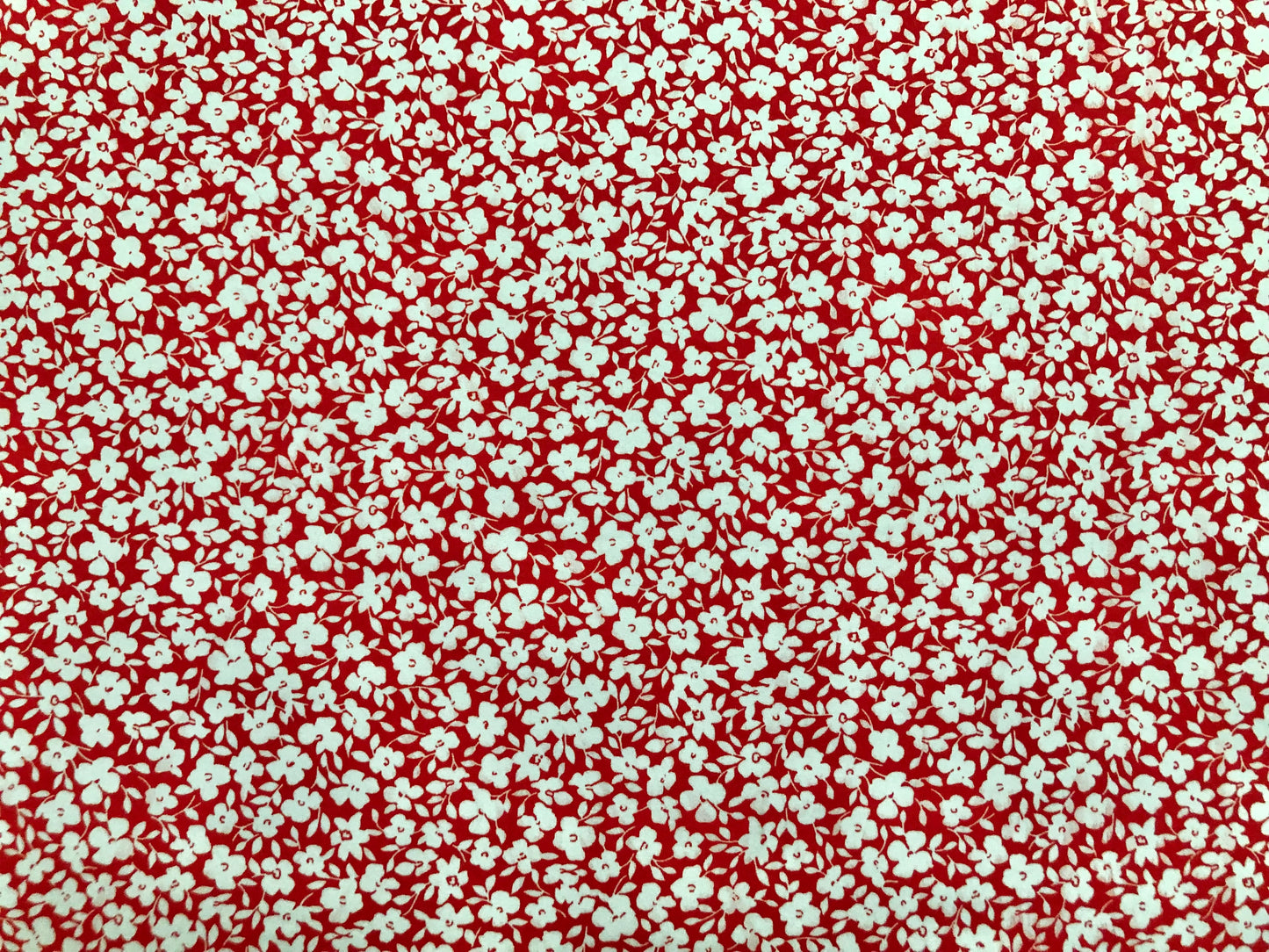 Red White Flowers and Leaves DTY Double Brushed Jersey Print Fabric