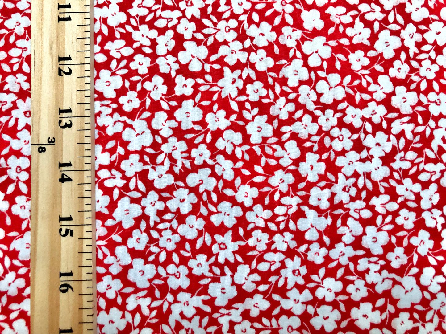 Red White Flowers and Leaves DTY Double Brushed Jersey Print Fabric