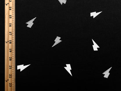 DTY Brushed Knit Fabric – Black White Lightning Bolt – 4-Way Stretch, 58" Wide, 180 GSM – By the Yard (DTYBPR400)