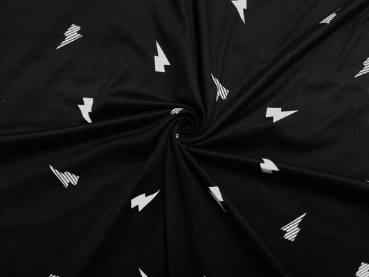 DTY Brushed Knit Fabric – Black White Lightning Bolt – 4-Way Stretch, 58" Wide, 180 GSM – By the Yard (DTYBPR400)