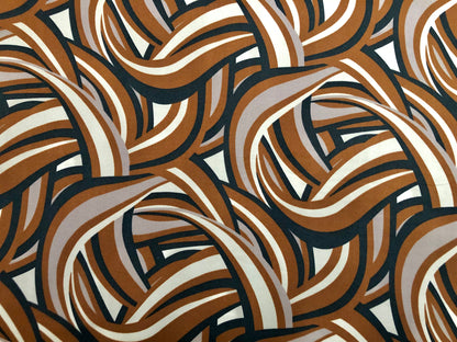 Rust Charcoal Taupe Graffiti DTY Double Brushed Jersey Print Fabric