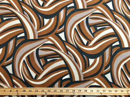 Rust Charcoal Taupe Graffiti DTY Double Brushed Jersey Print Fabric