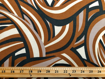 Rust Charcoal Taupe Graffiti DTY Double Brushed Jersey Print Fabric