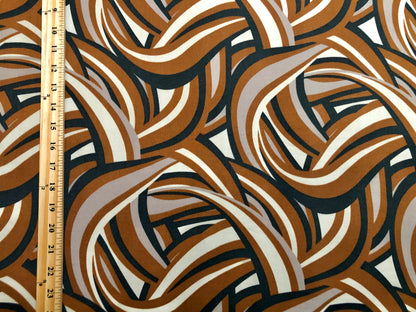 Rust Charcoal Taupe Graffiti DTY Double Brushed Jersey Print Fabric