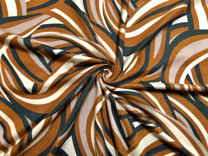 Rust Charcoal Taupe Graffiti DTY Double Brushed Jersey Print Fabric