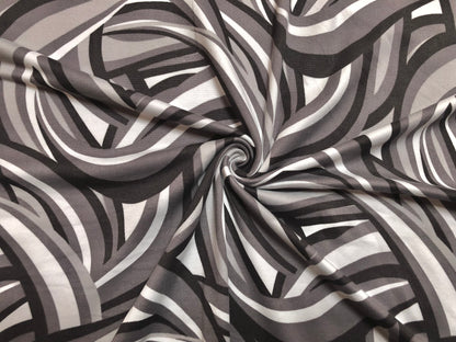 DTY Brushed Fabric-Charcoal White Gray Graffiti-DTYBPR425-Sold by the Yard-Jersey Fabric