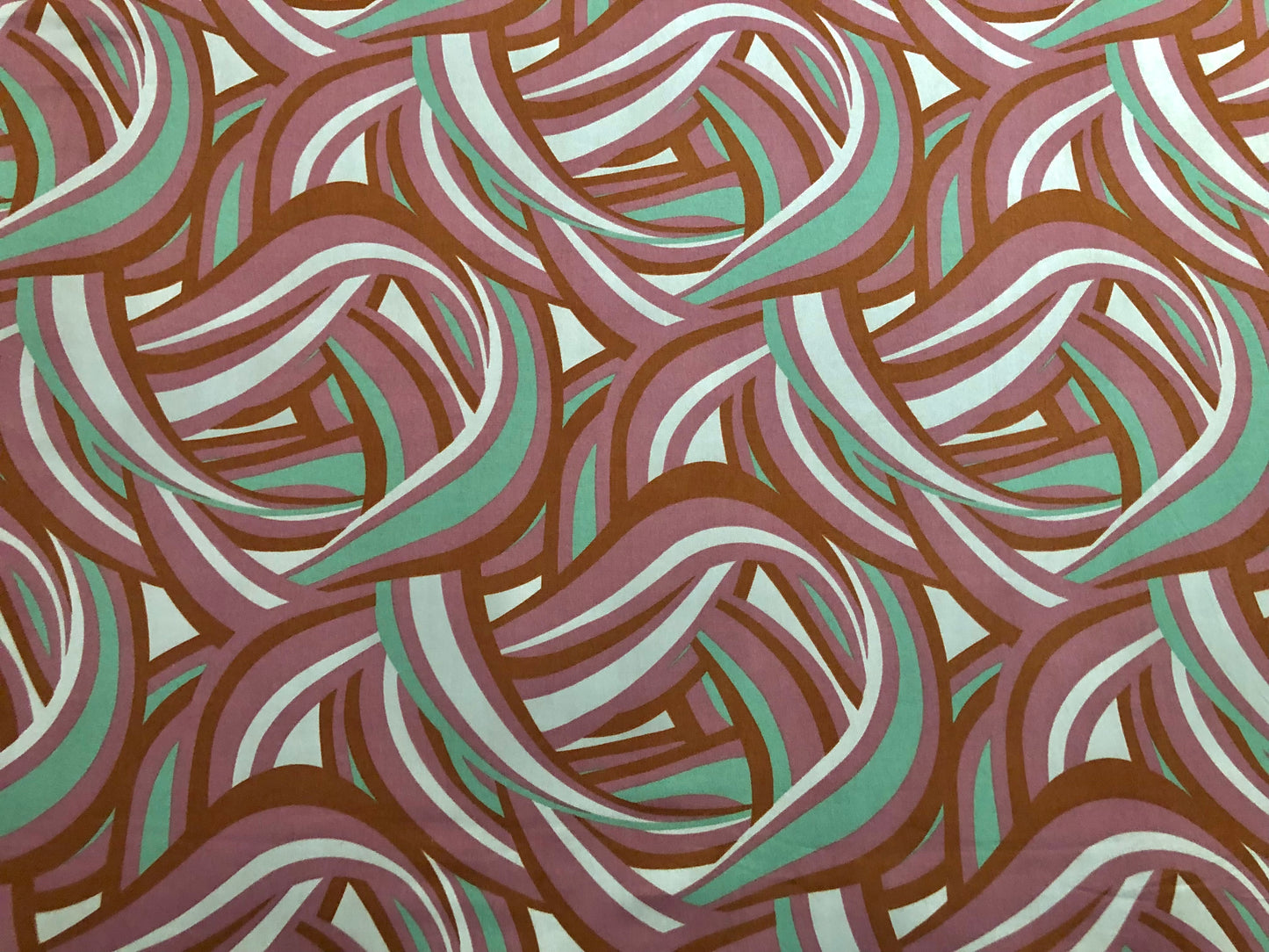 Mave Green Beige Graffiti DTY Double Brushed Jersey Print Fabric