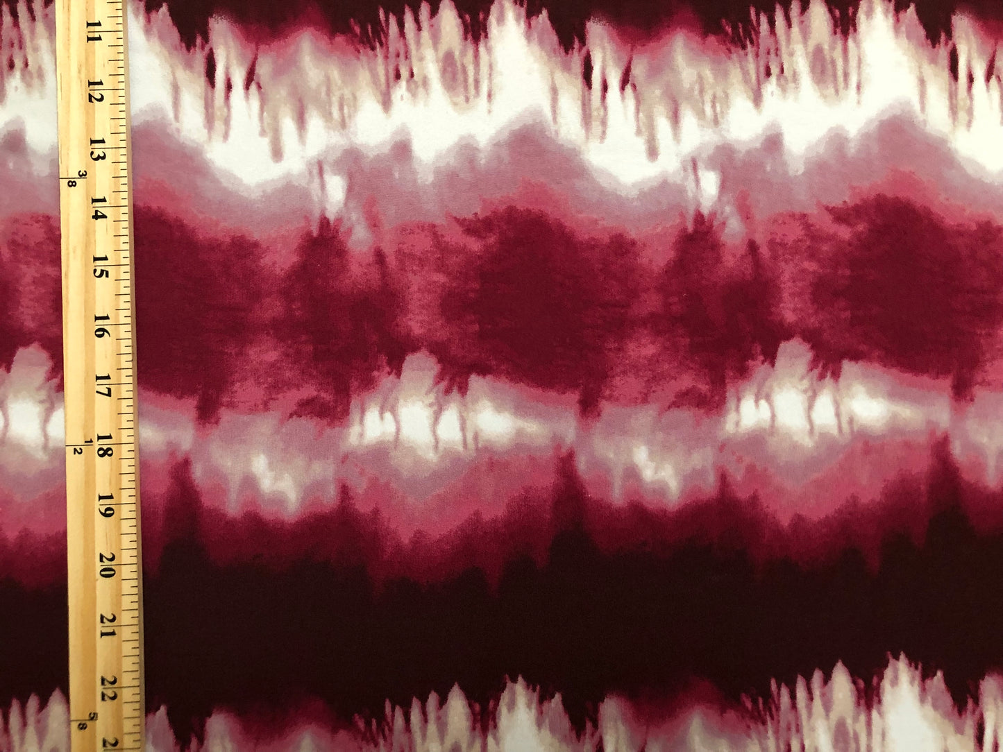 Burgundy Mauve White Waves DTY Double Brushed Tie Dye Print Fabric