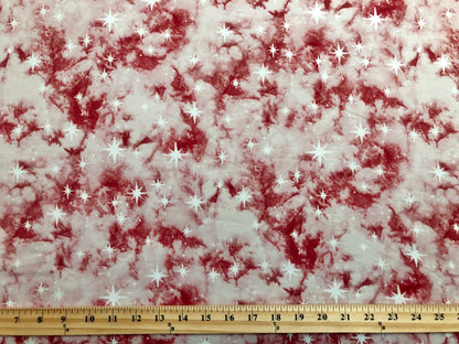 Red Pink White Stars DTY Double Brushed Tie Dye Print Fabric