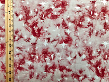 Red Pink White Stars DTY Double Brushed Tie Dye Print Fabric