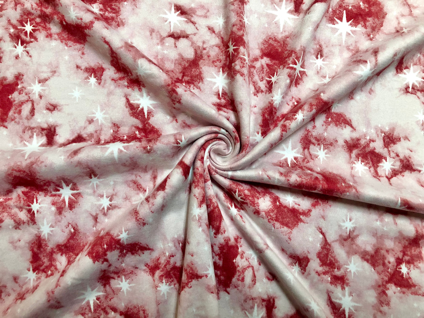 Red Pink White Stars DTY Double Brushed Tie Dye Print Fabric