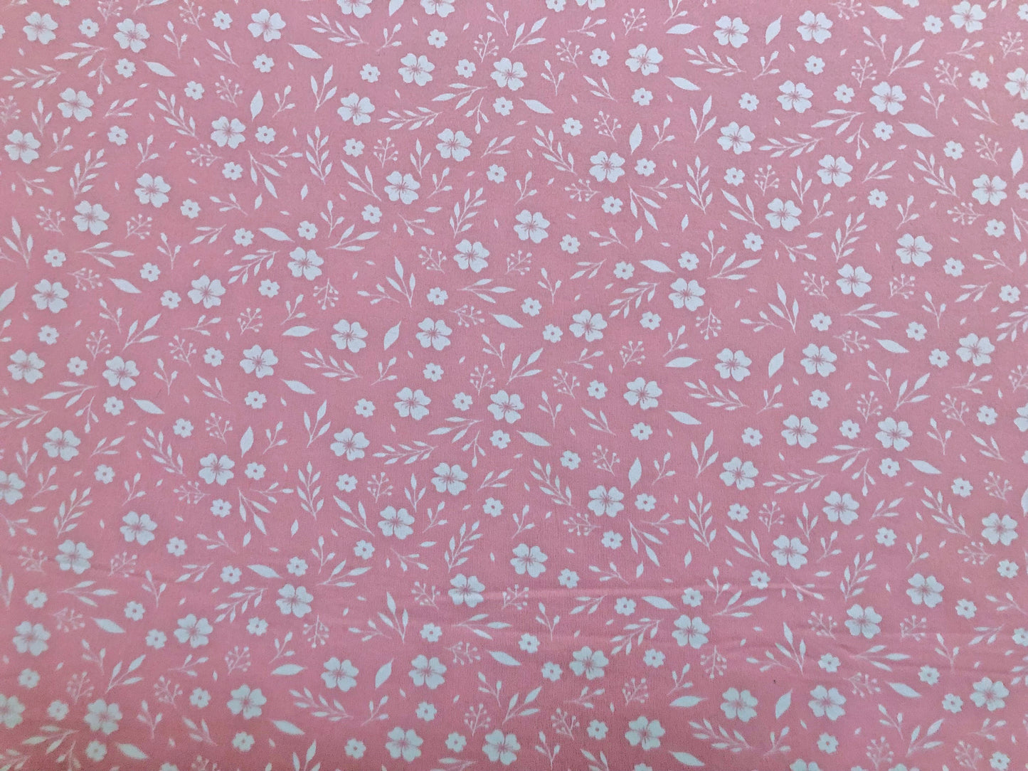 Pink Ivory Clovers and Leaves DTY Double Brushed Jersey Print Fabric