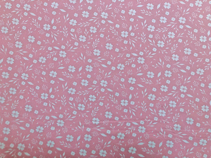 Pink Ivory Clovers and Leaves DTY Double Brushed Jersey Print Fabric