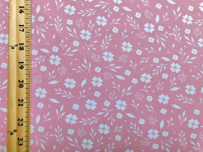 Pink Ivory Clovers and Leaves DTY Double Brushed Jersey Print Fabric