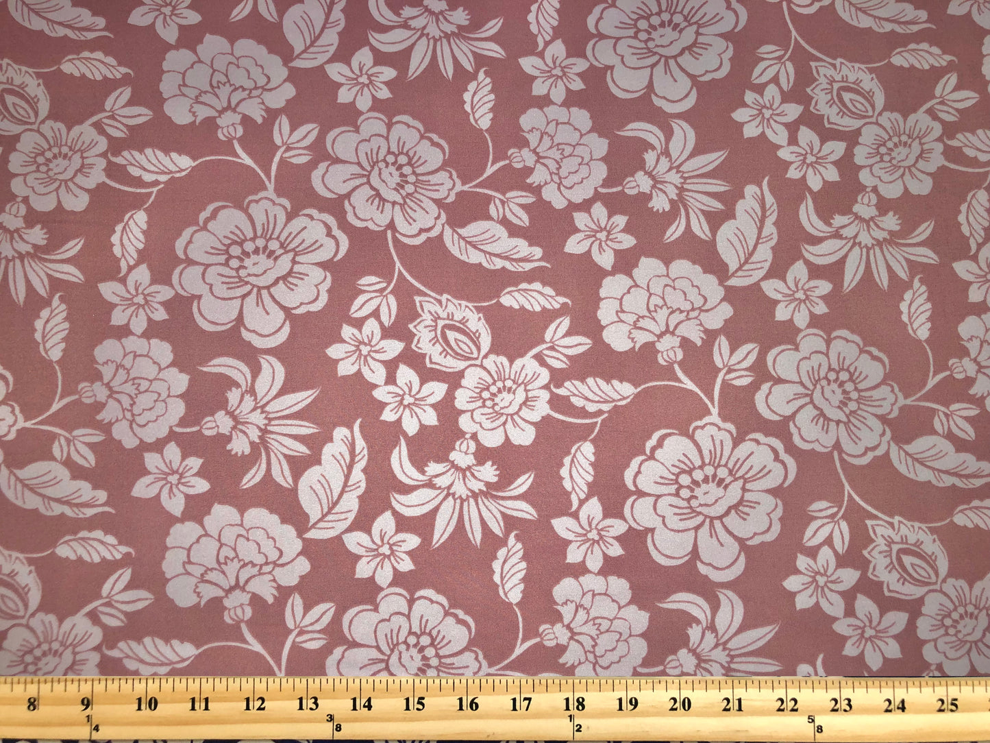 Mauve Pink Flowers and Lotus DTY Double Brushed Jersey Print Fabric