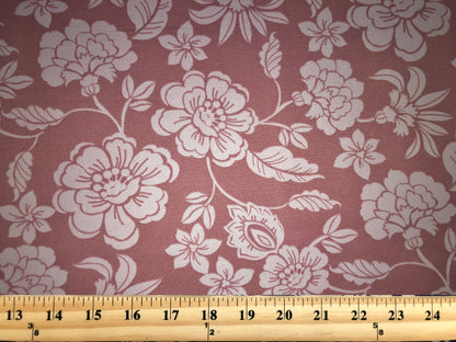 Mauve Pink Flowers and Lotus DTY Double Brushed Jersey Print Fabric