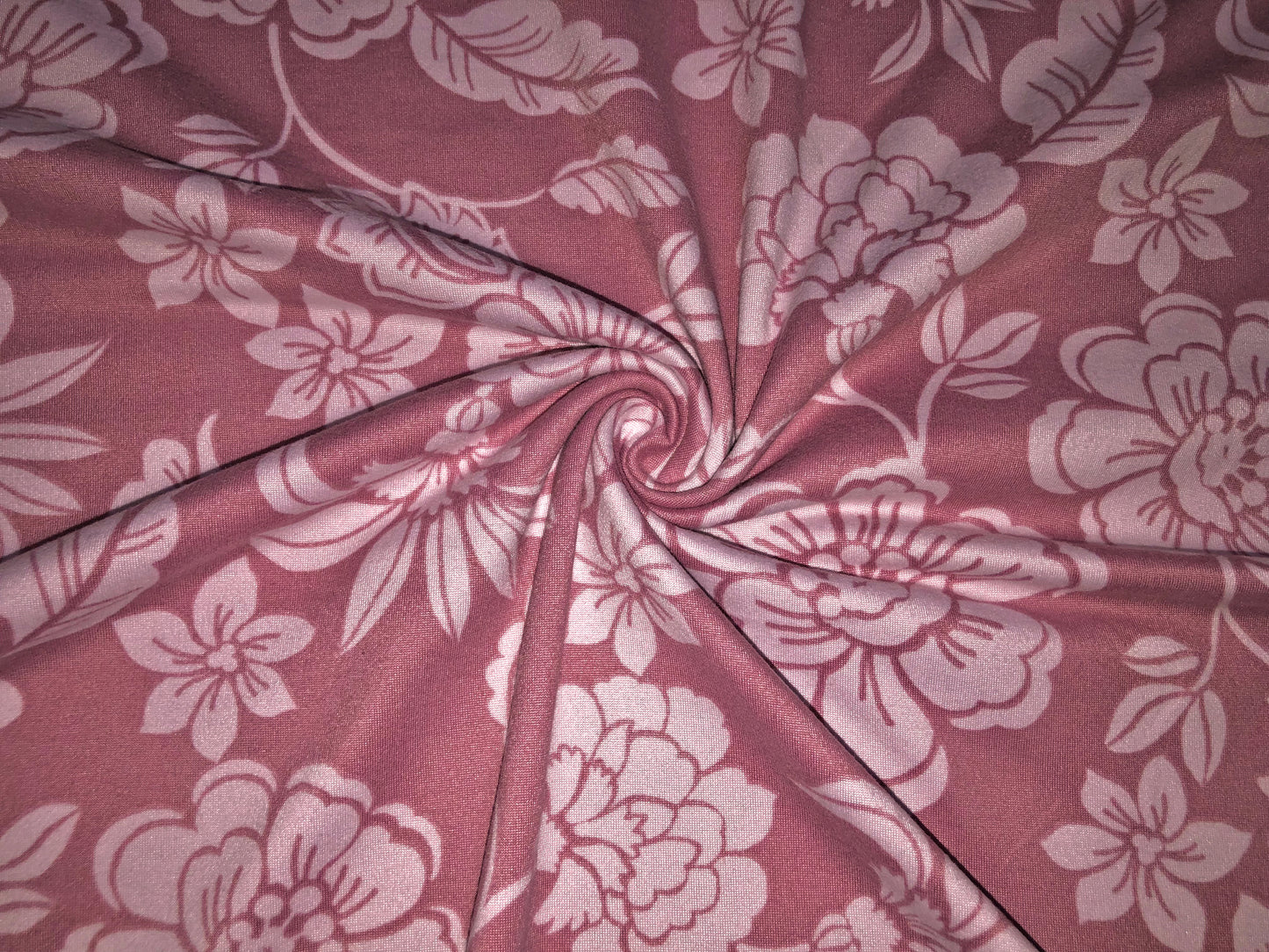 Mauve Pink Flowers and Lotus DTY Double Brushed Jersey Print Fabric