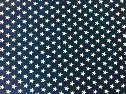 Navy Blue White Patriotic Stars ITY Print Fabric