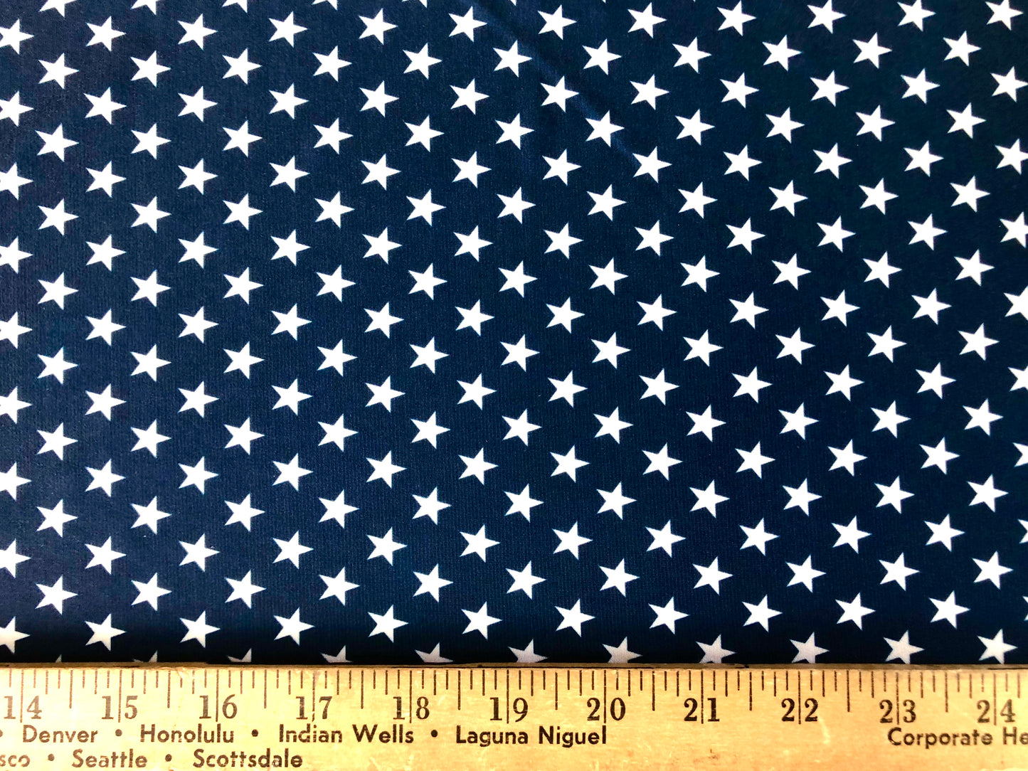 Navy Blue White Patriotic Stars ITY Print Fabric