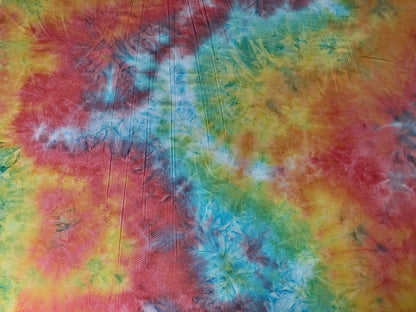 Sky Blue Yellow Coral DTY Double Sided Brushed Tie Dye Print Fabric