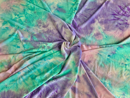 DTY Brushed Fabric-Mint Purple Pink Tie Dye-DTYBTD011-Sold by the Yard-Jersey Fabric