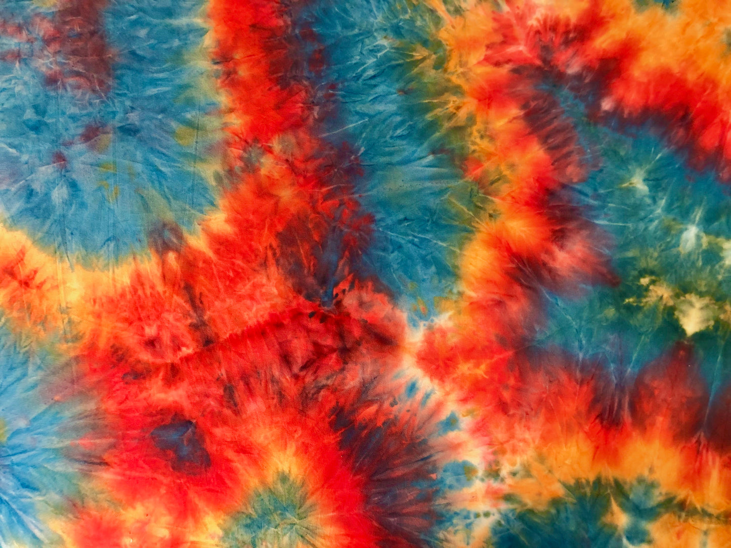 Red Teal Orange DTY Double Sided Brushed Tie Dye Print Fabric