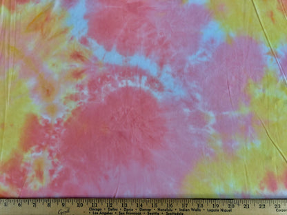 Pink Yellow White DTY Double Sided Brushed Tie Dye Print Fabric