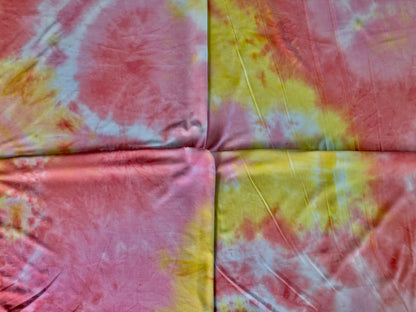 Pink Yellow White DTY Double Sided Brushed Tie Dye Print Fabric