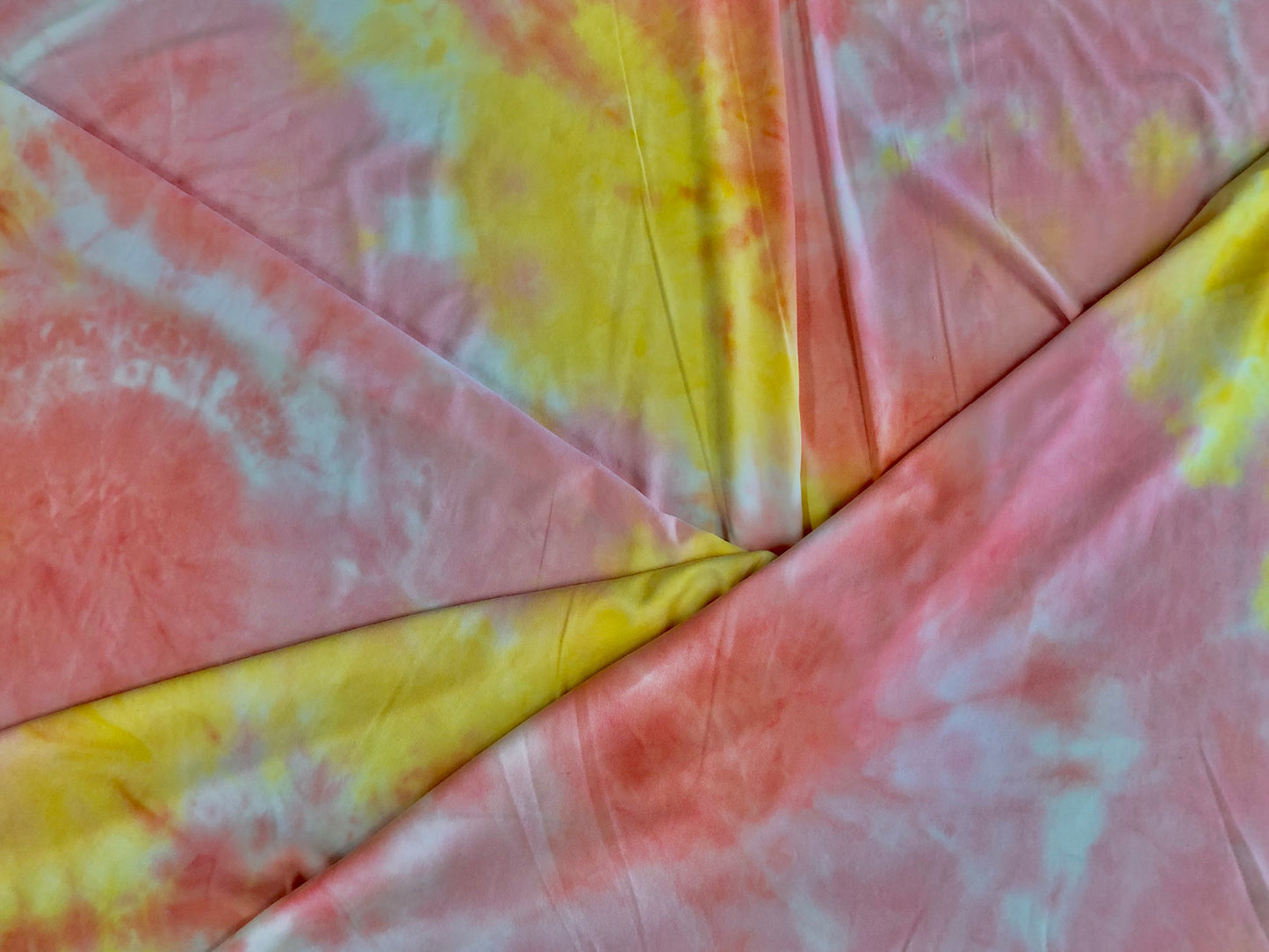 Pink Yellow White DTY Double Sided Brushed Tie Dye Print Fabric