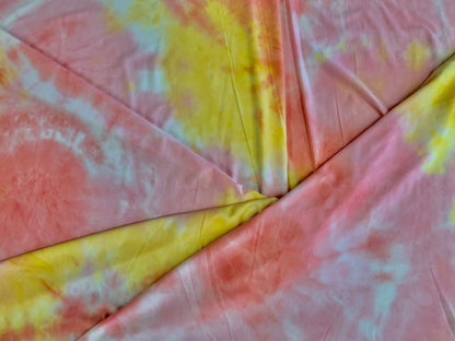 Pink Yellow White DTY Double Sided Brushed Tie Dye Print Fabric