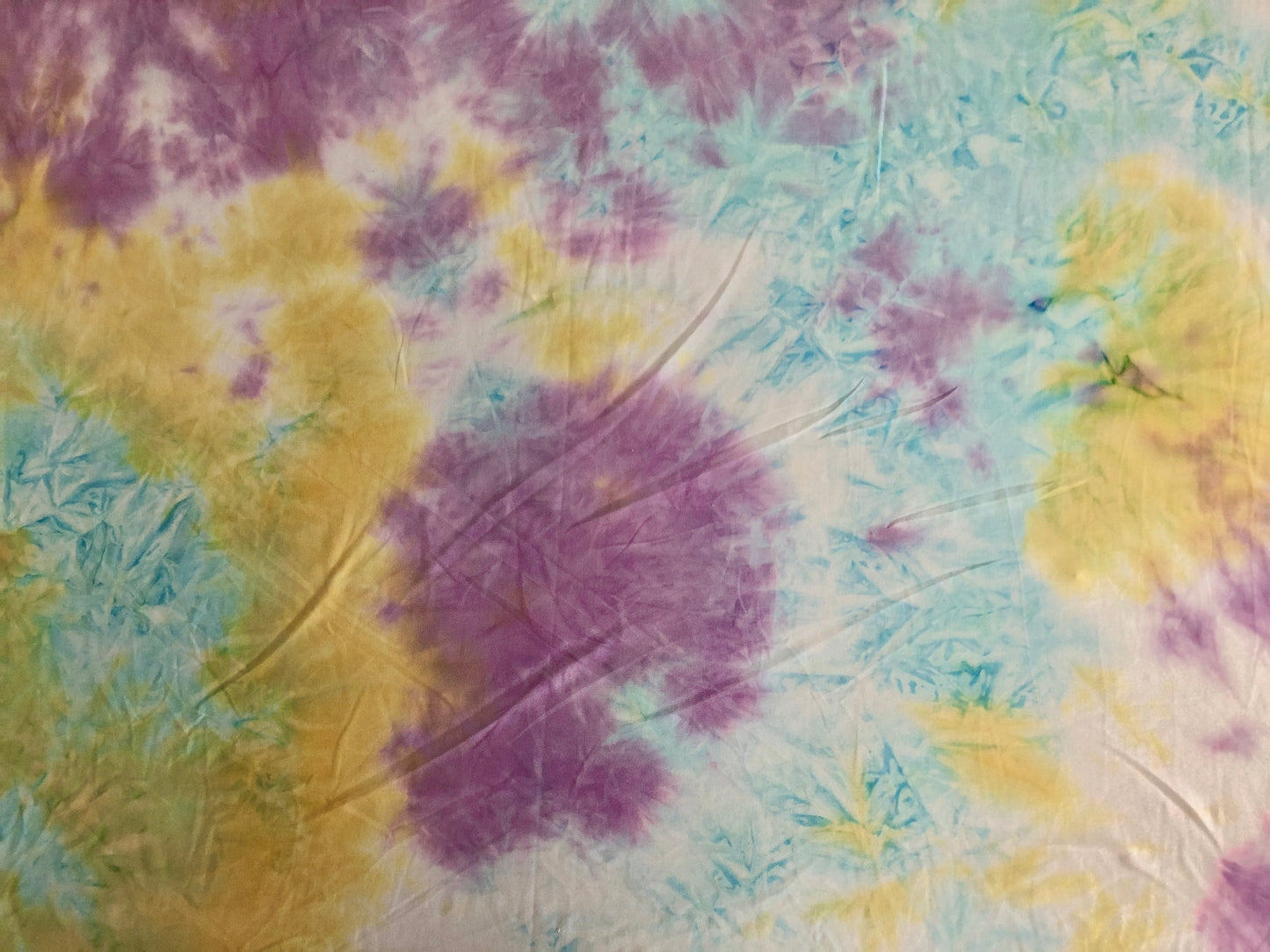 Mint Lavender Yellow DTY Double Sided Brushed Tie Dye Print Fabric