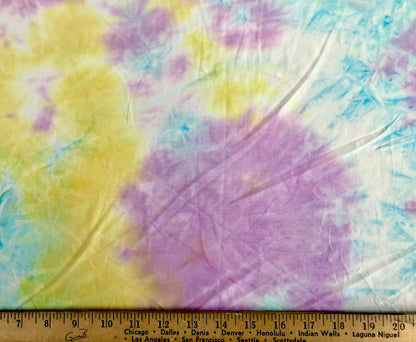 Mint Lavender Yellow DTY Double Sided Brushed Tie Dye Print Fabric