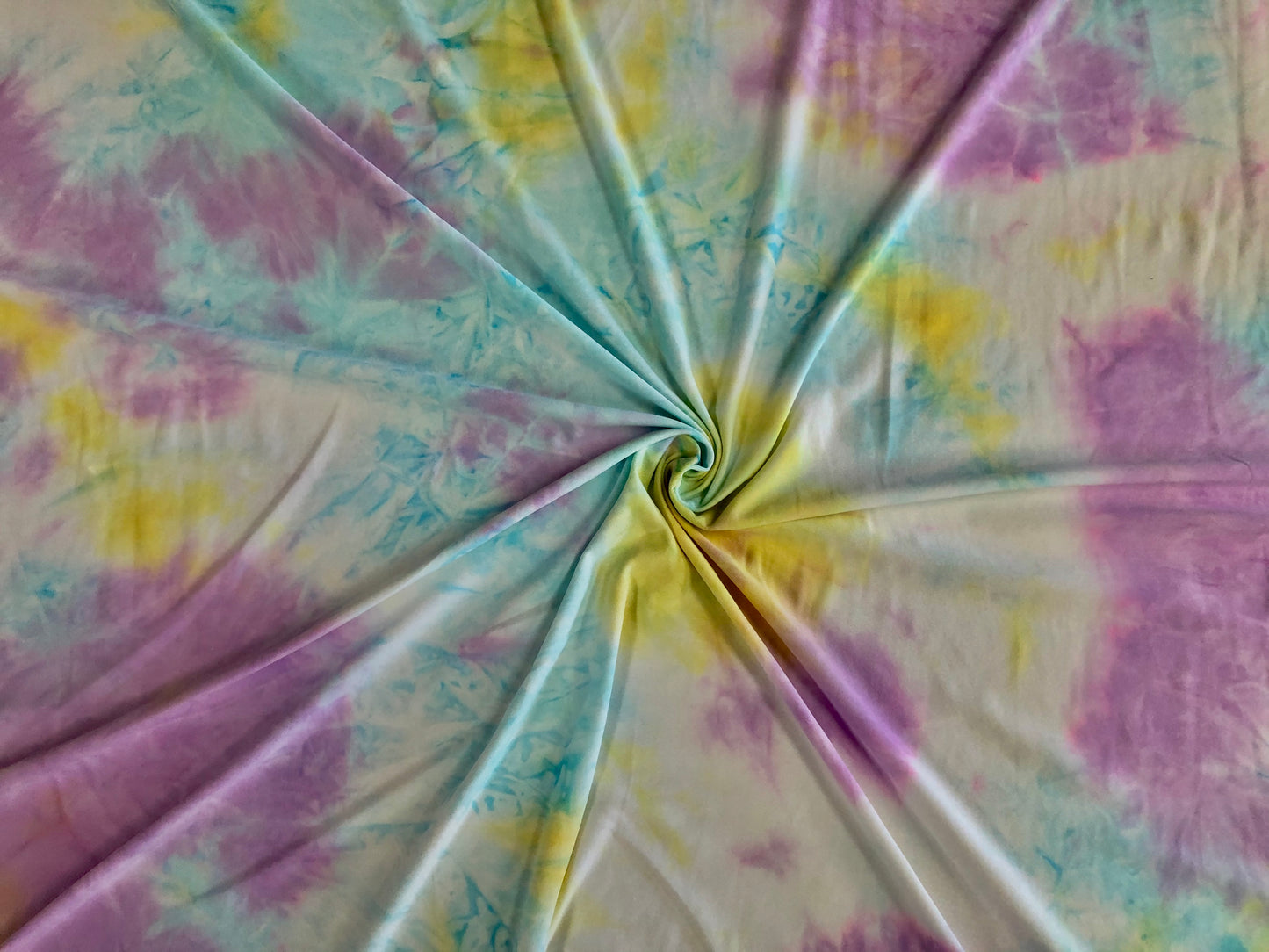 Mint Lavender Yellow DTY Double Sided Brushed Tie Dye Print Fabric