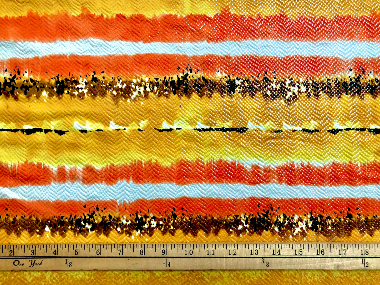 Mustard Yellow Orange Brown Stripes Venezia with Foil Knit Fabric