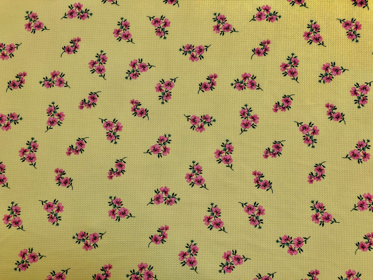 Bullet Knit Printed Fabric-Yellow Lavender Flowers-BPR091-Sold by the Yard