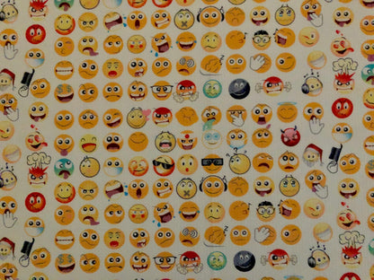 Bullet Print Fabric-Ivory Yellow Angry Faces Emojis-BPR146-Sold by the Yard-Bulk Available