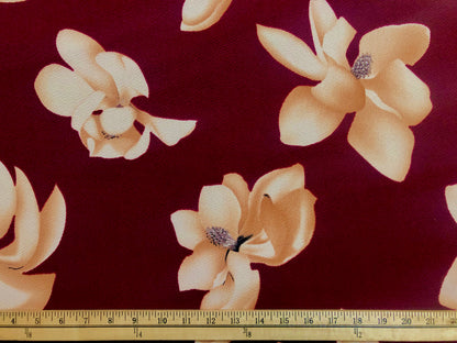 Burgundy Gold Taupe Orchids Liverpool Print Fabric