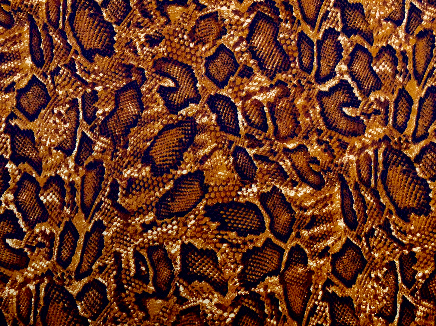 Premium Scuba Techno Knit – Copper & Black Snake Skin Print – 4-Way Stretch, 220 GSM, 56" Wide – Sold by the Yard (SCTPR012)