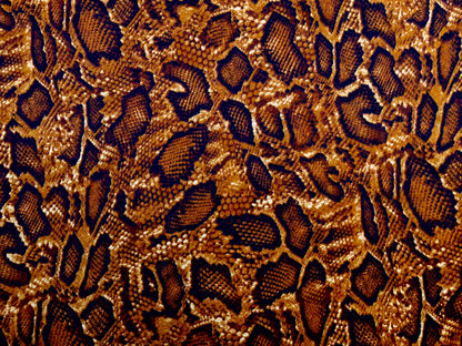 Premium Scuba Techno Knit – Copper & Black Snake Skin Print – 4-Way Stretch, 220 GSM, 56" Wide – Sold by the Yard (SCTPR012)