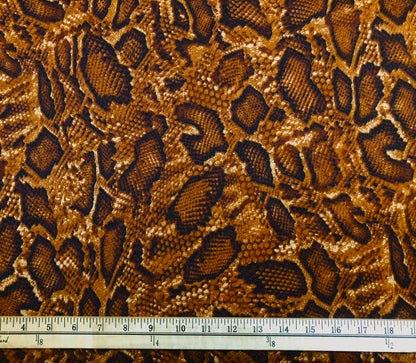 Premium Scuba Techno Knit – Copper & Black Snake Skin Print – 4-Way Stretch, 220 GSM, 56" Wide – Sold by the Yard (SCTPR012)