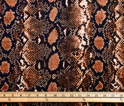 Copper Black Rattle Snake Skin Scuba Techno Fabric