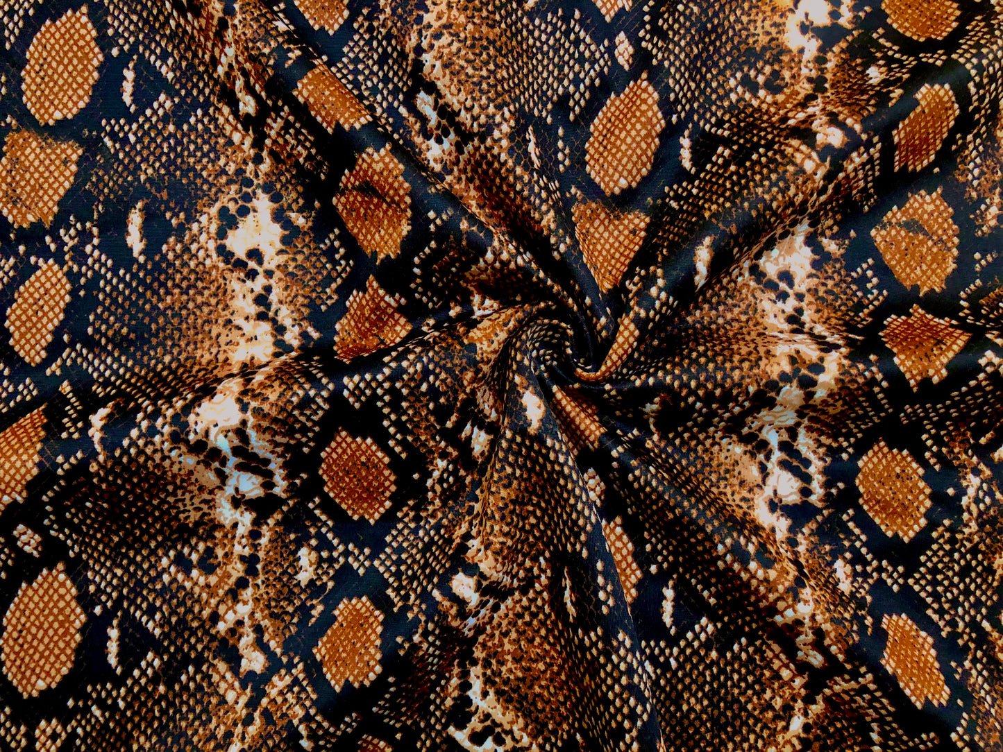 Copper Black Rattle Snake Skin Scuba Techno Fabric