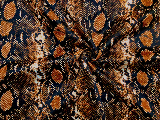 Copper Black Rattle Snake Skin Scuba Techno Fabric