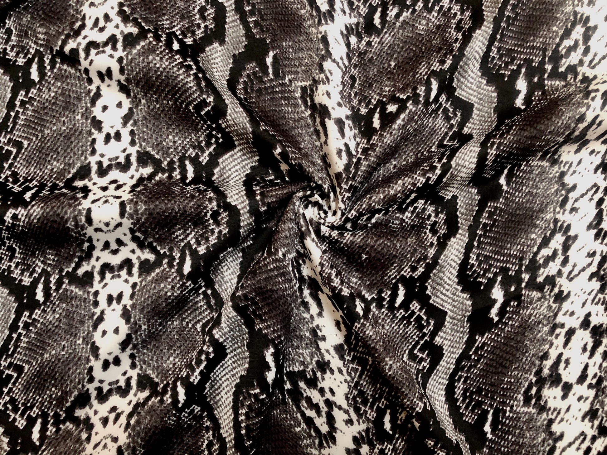 Scuba Techno Knit Fabric — Black/White/Charcoal Python Snakeskin Print ...