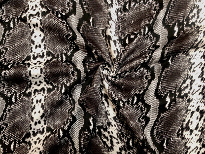 Black White Snake Skin Scuba Techno Print Fabric