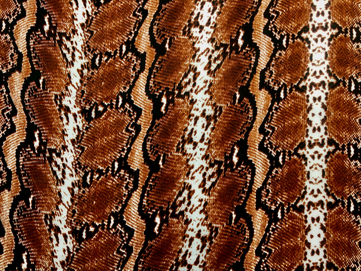 Copper Black White Snake Skin Scuba Techno Print Fabric