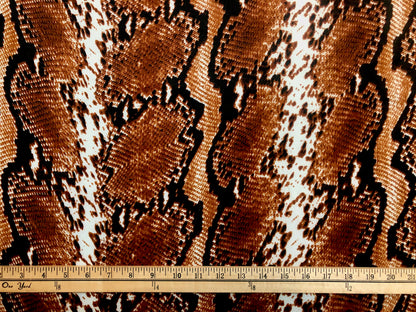 Copper Black White Snake Skin Scuba Techno Print Fabric