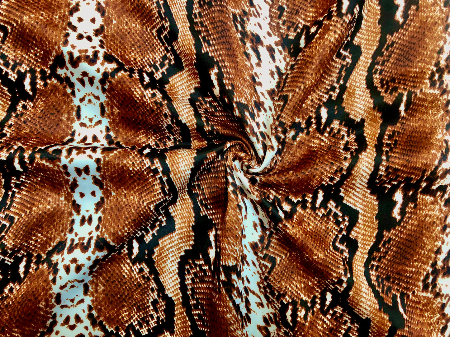 Copper Black White Snake Skin Scuba Techno Print Fabric