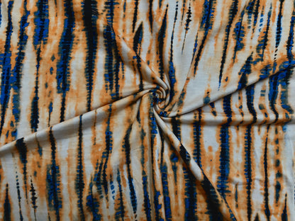 Orange Blue Black Gravity Rayon Spandex Fabric